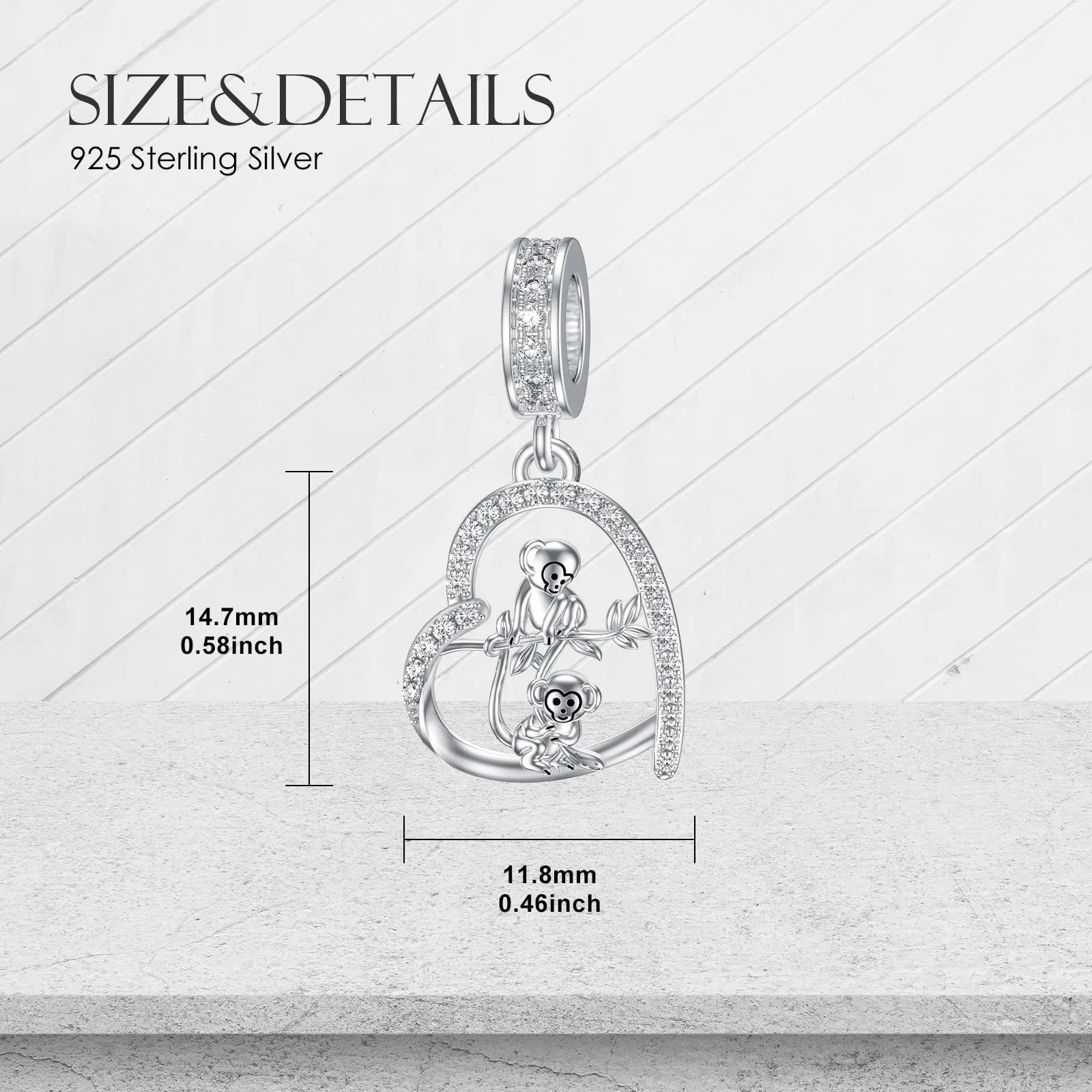 Charm ROMANTICWORK Koala/Maiale/Mucca delle Highlands/Scimmia/Leone/Volpe/Colibrì/Tigre/Panda Rosso in Argento Sterling 925 per Bracciali. Gioielli con Animali per Regalo da Donna, Argento sterling - immagine 5
