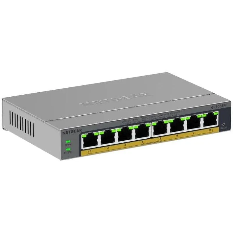 Switch Netgear GS108EPP Gigabit 8 Porte PoE+ Desktop/Wall-Mount Fanless - immagine 1