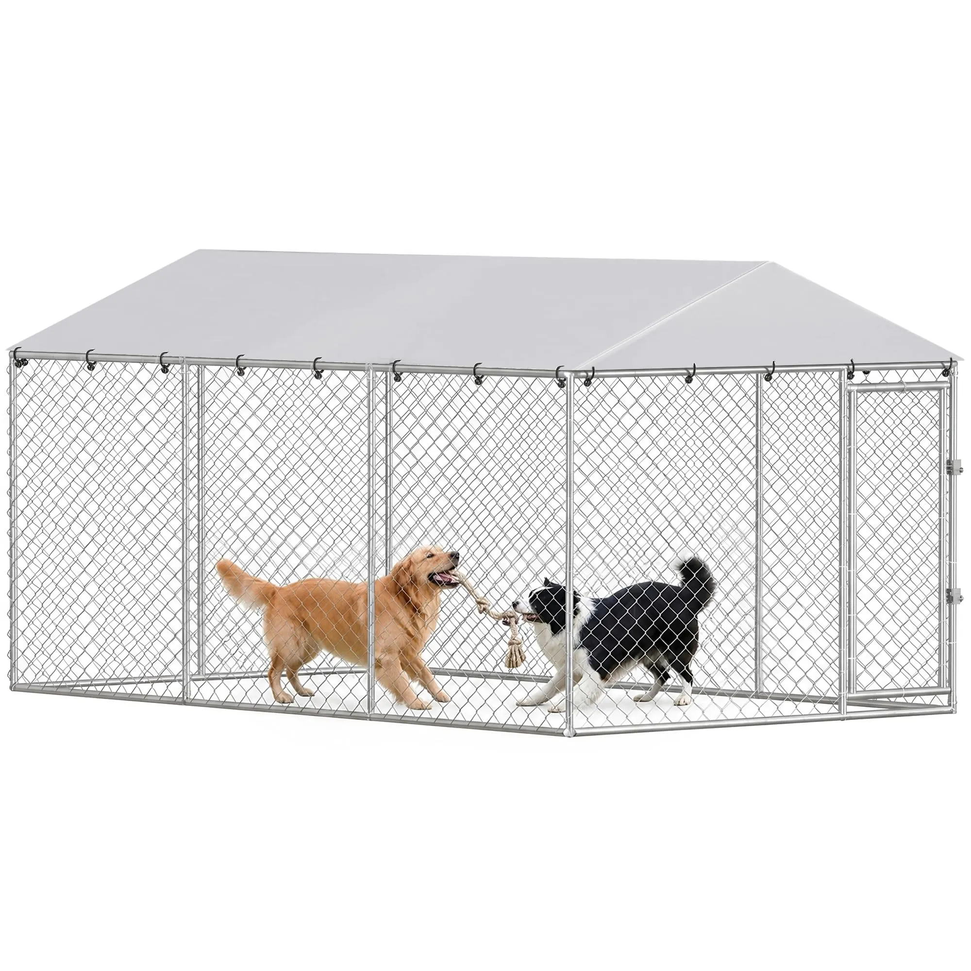 PawHut Kennel Gabbia per Cani da Esterno, 400x230x200 cm, Argento - immagine 1