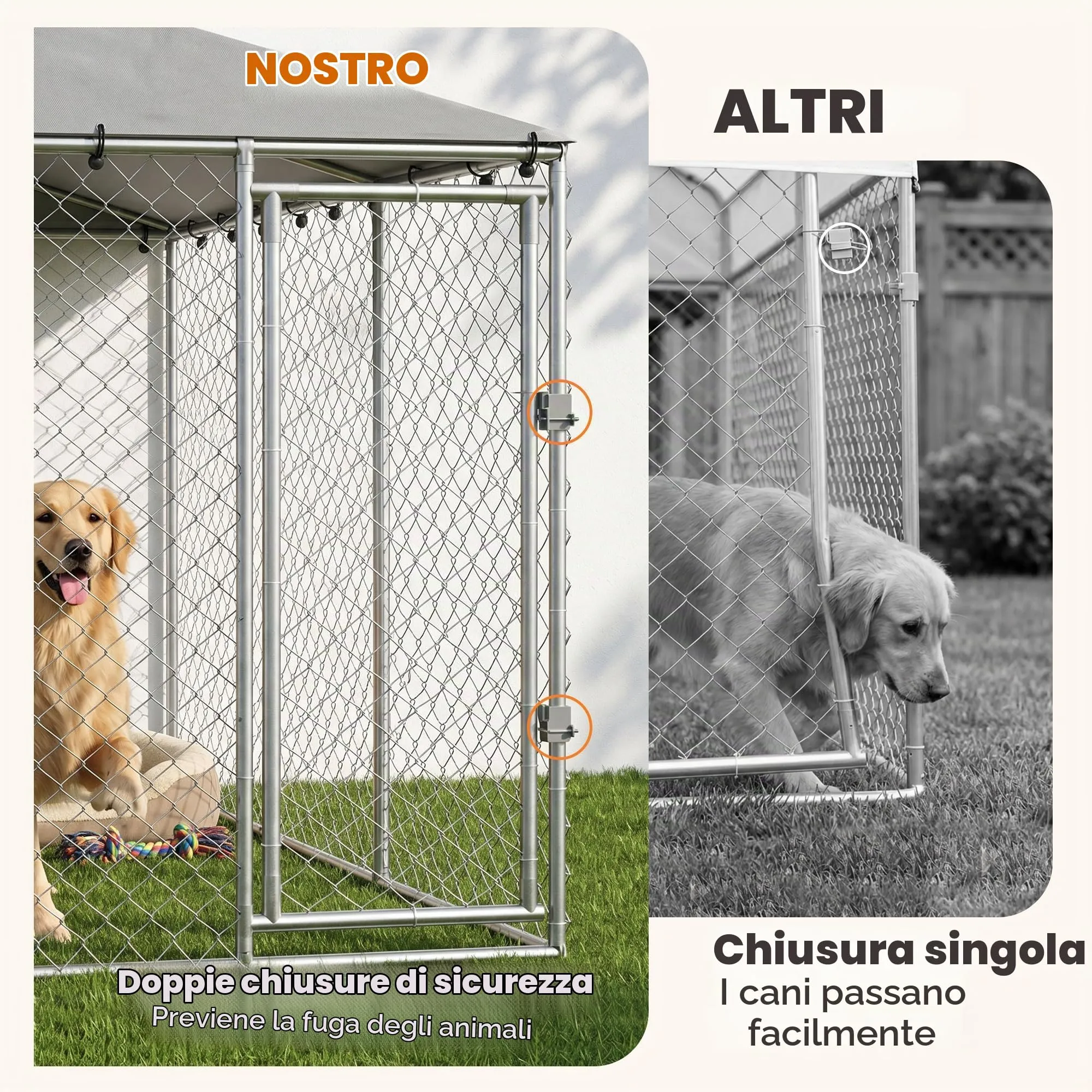 PawHut Kennel Gabbia per Cani da Esterno, 400x230x200 cm, Argento - immagine 6