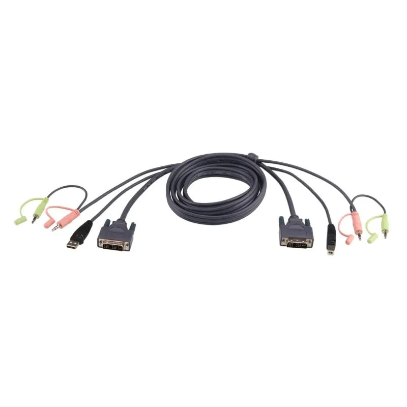Cavo KVM ATEN DVI-I single link USB 1,8 m Nero, doppio audio 3,5 mm, maschio-maschio - immagine 1