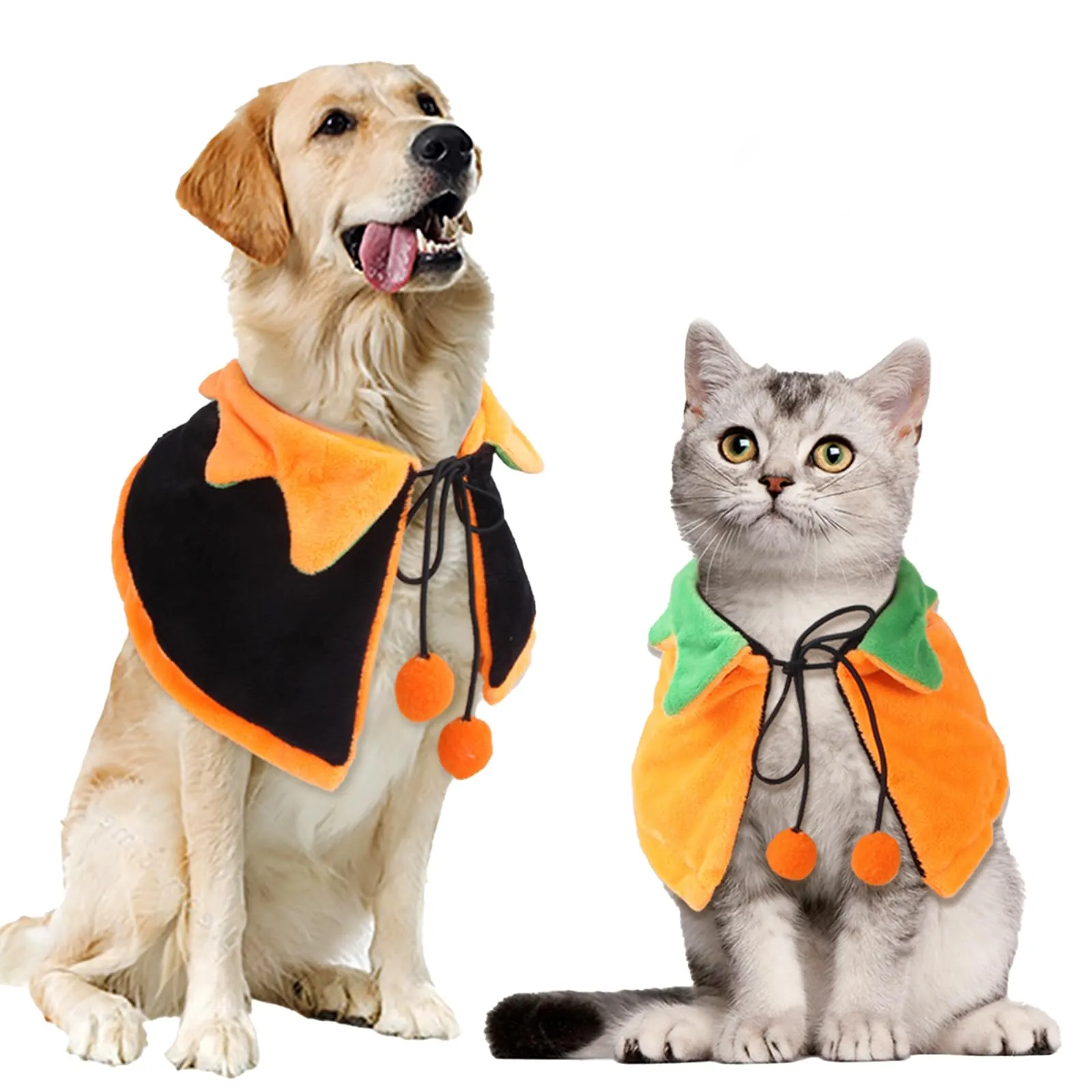 IMLDUY Mantello Zucca di Halloween per cani e gatti piccoli e medi, costume in peluche per feste e servizi fotografici - immagine 1