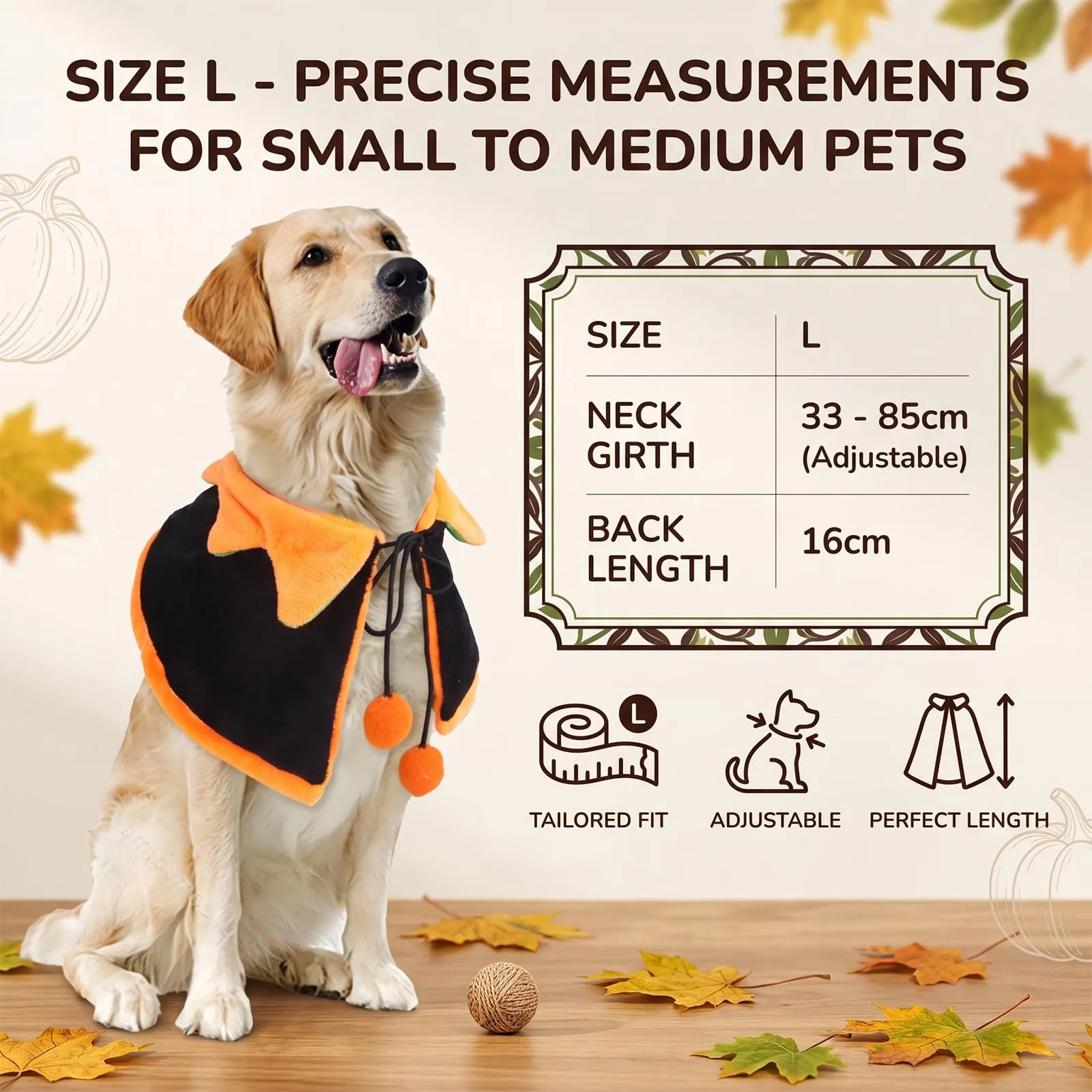 IMLDUY Mantello Zucca di Halloween per cani e gatti piccoli e medi, costume in peluche per feste e servizi fotografici - immagine 2