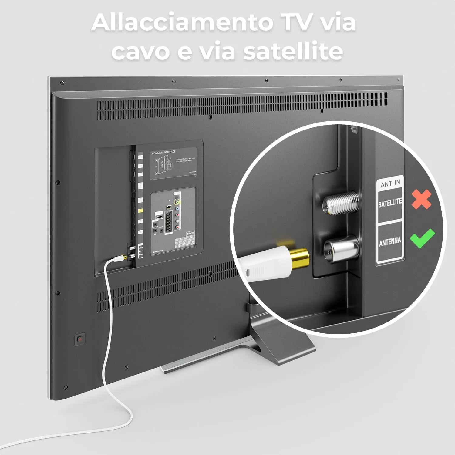 deleyCON 1m Cavo Antenna TV Angolato - Cavo Coassiale IEC HDTV 4K - Bianco - immagine 4