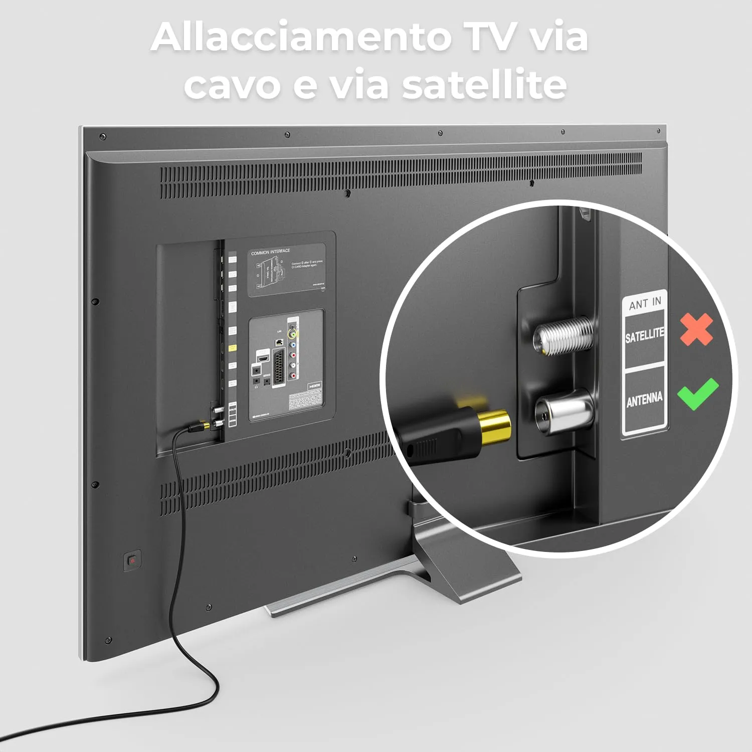 deleyCON 1m Cavo Antenna TV Angolato - Cavo Coassiale IEC HDTV 4K - Nero - immagine 4