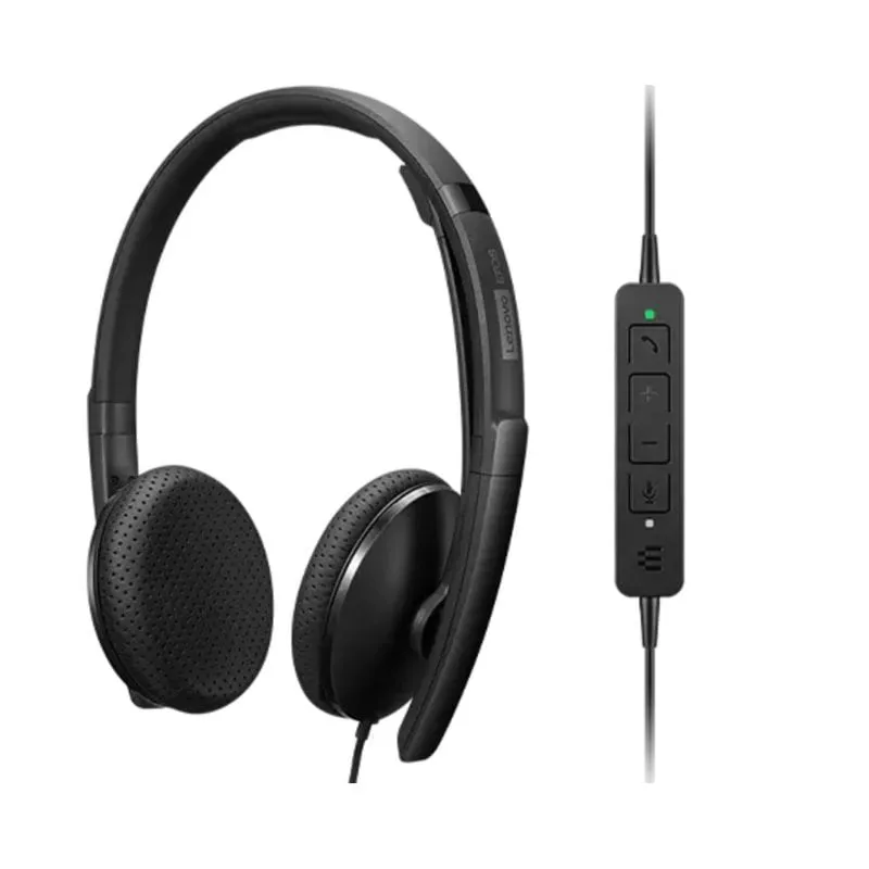 Auricolari Lenovo 4XD1M39028 con cavo USB-C, doppio auricolare, controllo in-linea e cancellazione del rumore, neri - immagine 1