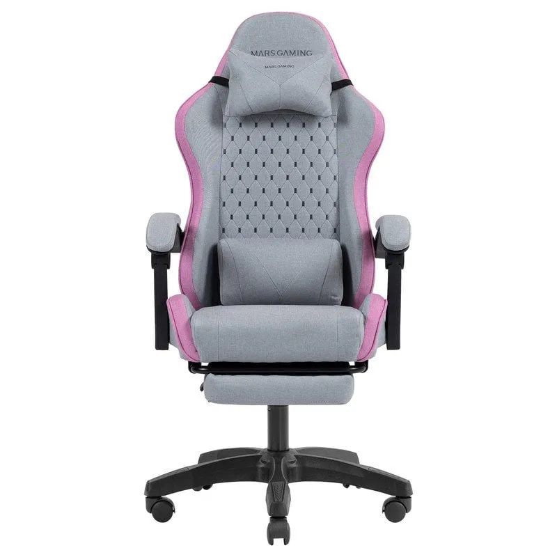 Sedia da gioco ergonomica Mars Gaming Mgc-x in tessuto traspirante con cuscino cervicale e lombare, rosa - immagine 1
