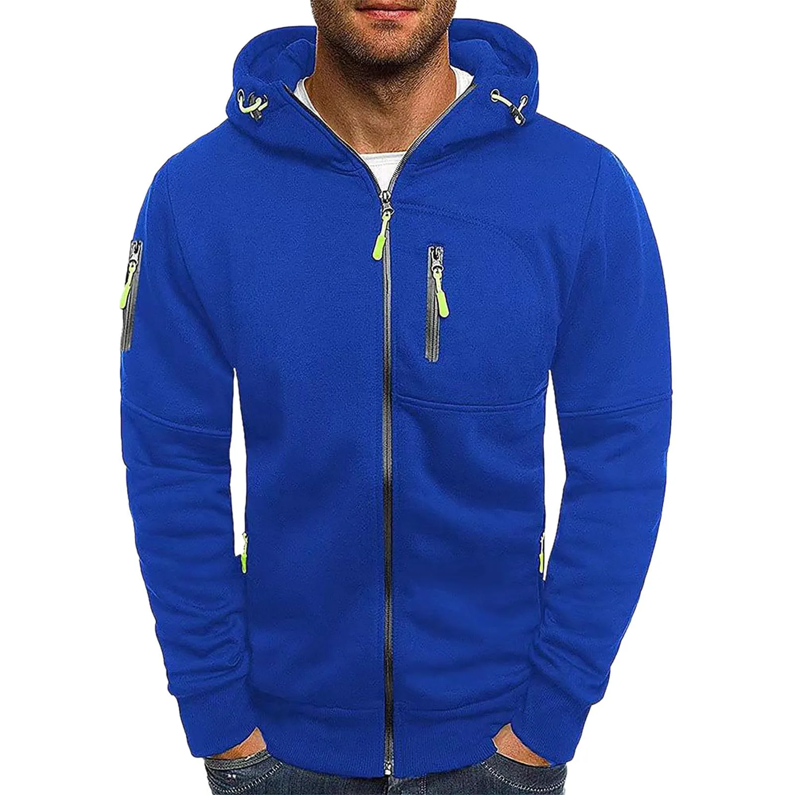 Felpa Uomo Con Cappuccio&Zip Felpe Lavoro Abbigliamento Invernale/Autunno - immagine 2