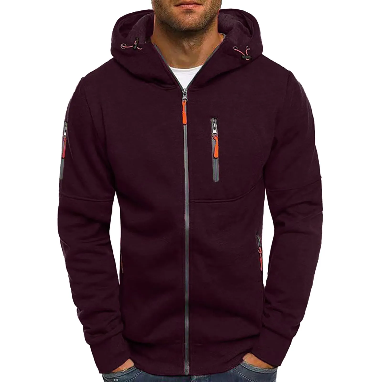 Felpa Uomo Con Cappuccio&Zip Felpe Lavoro Abbigliamento Invernale/Autunno - immagine 1