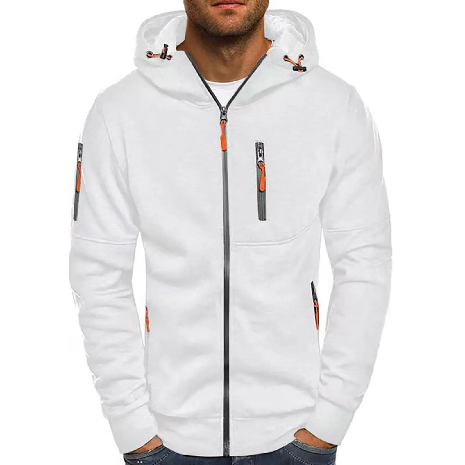 Felpa Uomo Con Cappuccio&Zip Felpe Lavoro Abbigliamento Invernale/Autunno - immagine 2