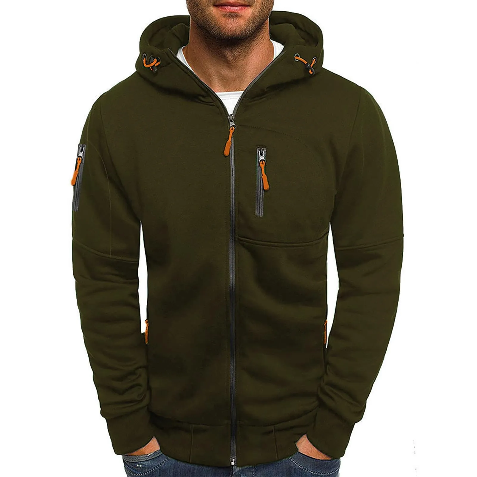 Felpa Uomo Con Cappuccio&Zip Felpe Lavoro Abbigliamento Invernale/Autunno - immagine 1