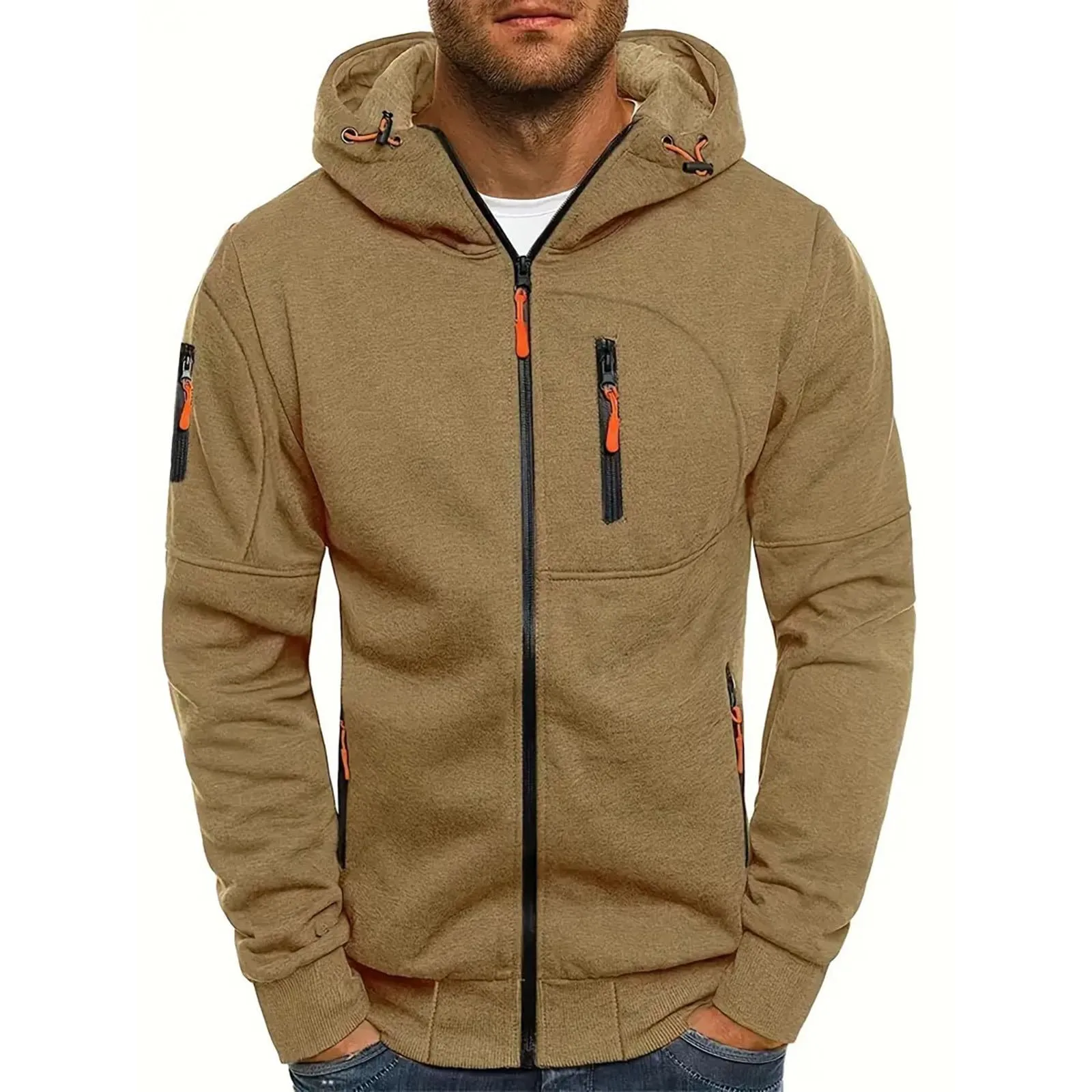 Felpa Uomo Con Cappuccio&Zip Felpe Lavoro Abbigliamento Invernale/Autunno - immagine 4