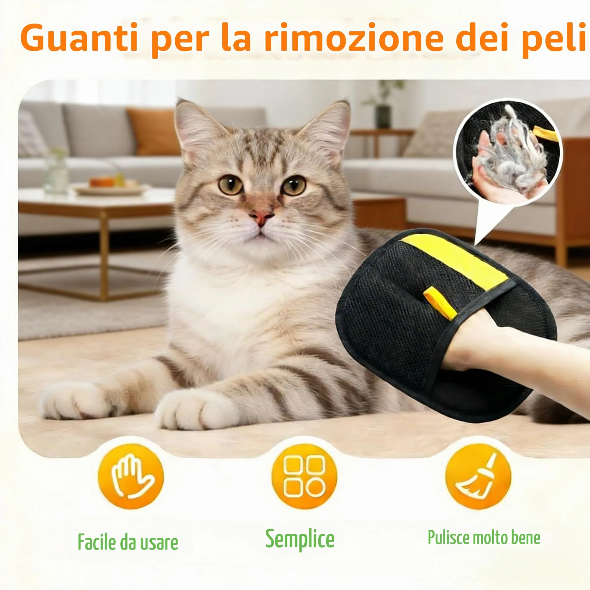 Guanto Peli Gatto,Skimys Guanto Peli Skimys Guanto LEVA Peli Guanto Riutilizzabile Ed Ecologico Rimuove Efficacemente Peli Di Cani E Gatti E PUò Essere Utilizzato Anche per Pulizia Di Vestiti E Divani - immagine 8