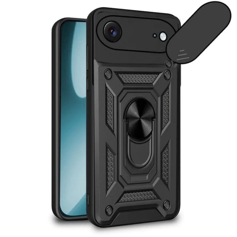 Cover per smartphone Cool Hard Ring Semi Rigida Nera con Anello e Magnete per iPhone Air - immagine 1