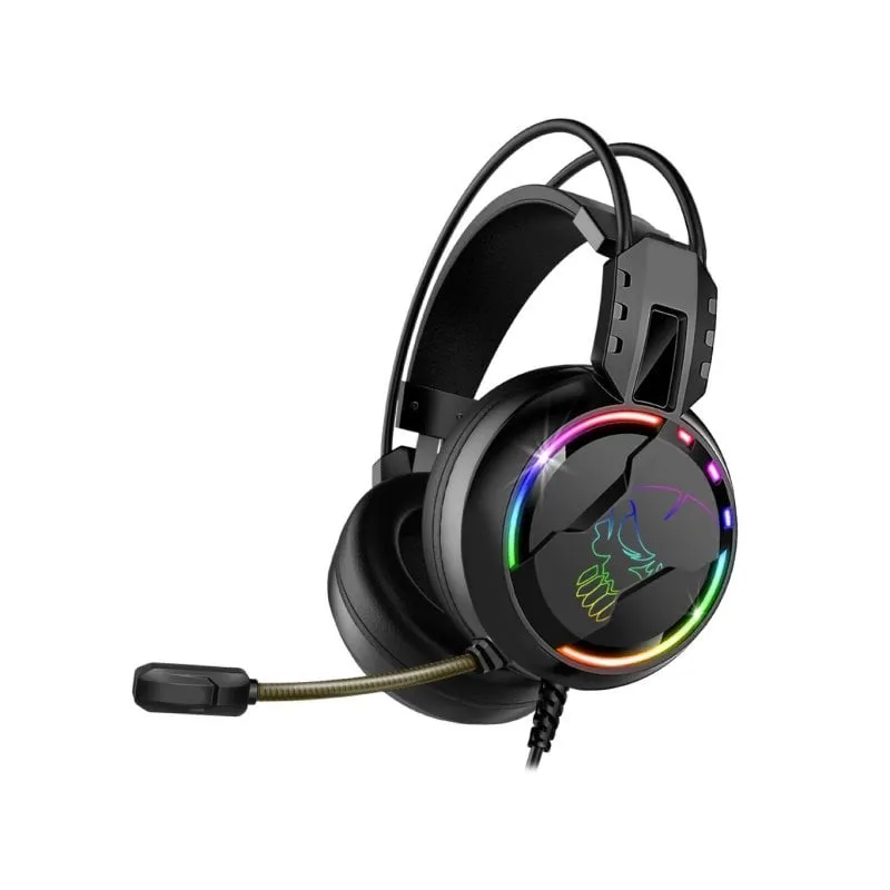 Auricolari Spirit of Gamer PRO-H7 con cavo USB-A e jack 3,5 mm per Gaming con microfono omnidirezionale, retroilluminazione RGB, neri - immagine 1