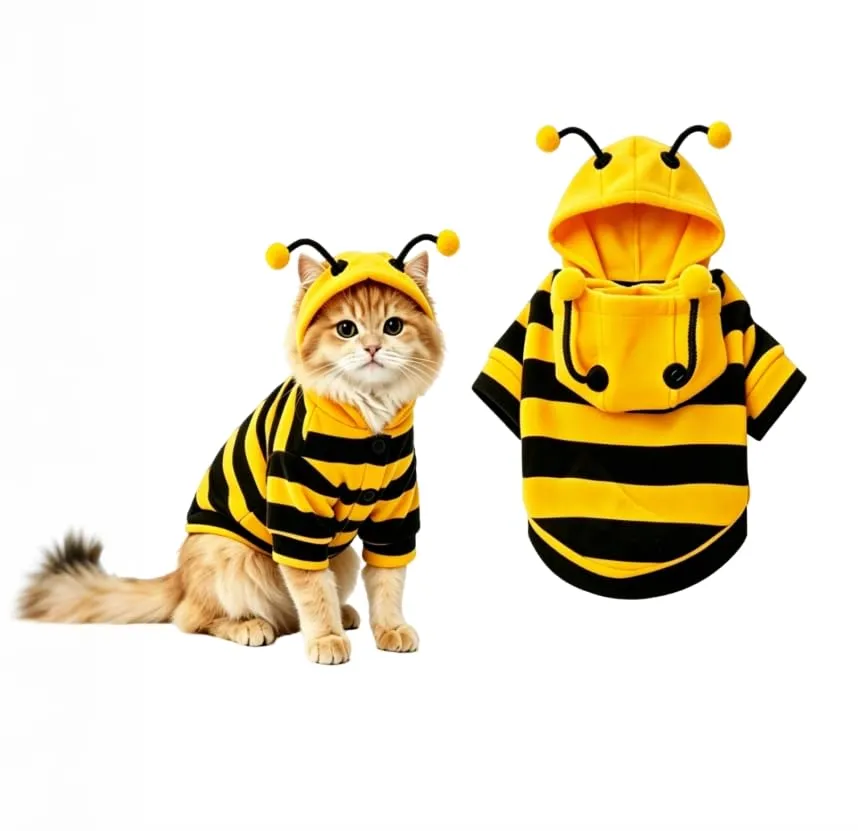 IMLDUY Costume Ape per Gatto e Cani Piccola Taglia, Vestiti Halloween Gatto con Cappuccio, Felpa Morbida per Animali Domestici 2-4kg, Travestimento Divertente per Feste e Natale - immagine 1