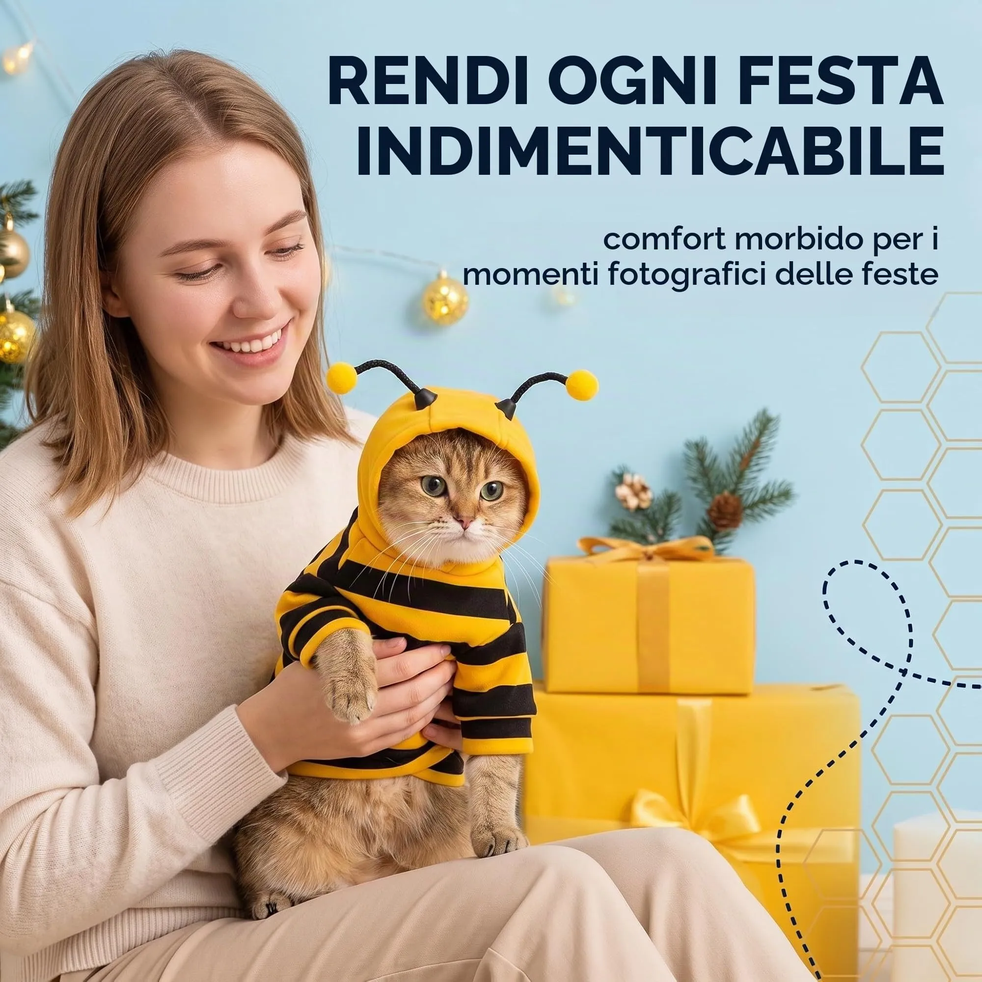 IMLDUY Costume Ape per Gatto e Cani Piccola Taglia, Vestiti Halloween Gatto con Cappuccio, Felpa Morbida per Animali Domestici 2-4kg, Travestimento Divertente per Feste e Natale - immagine 3