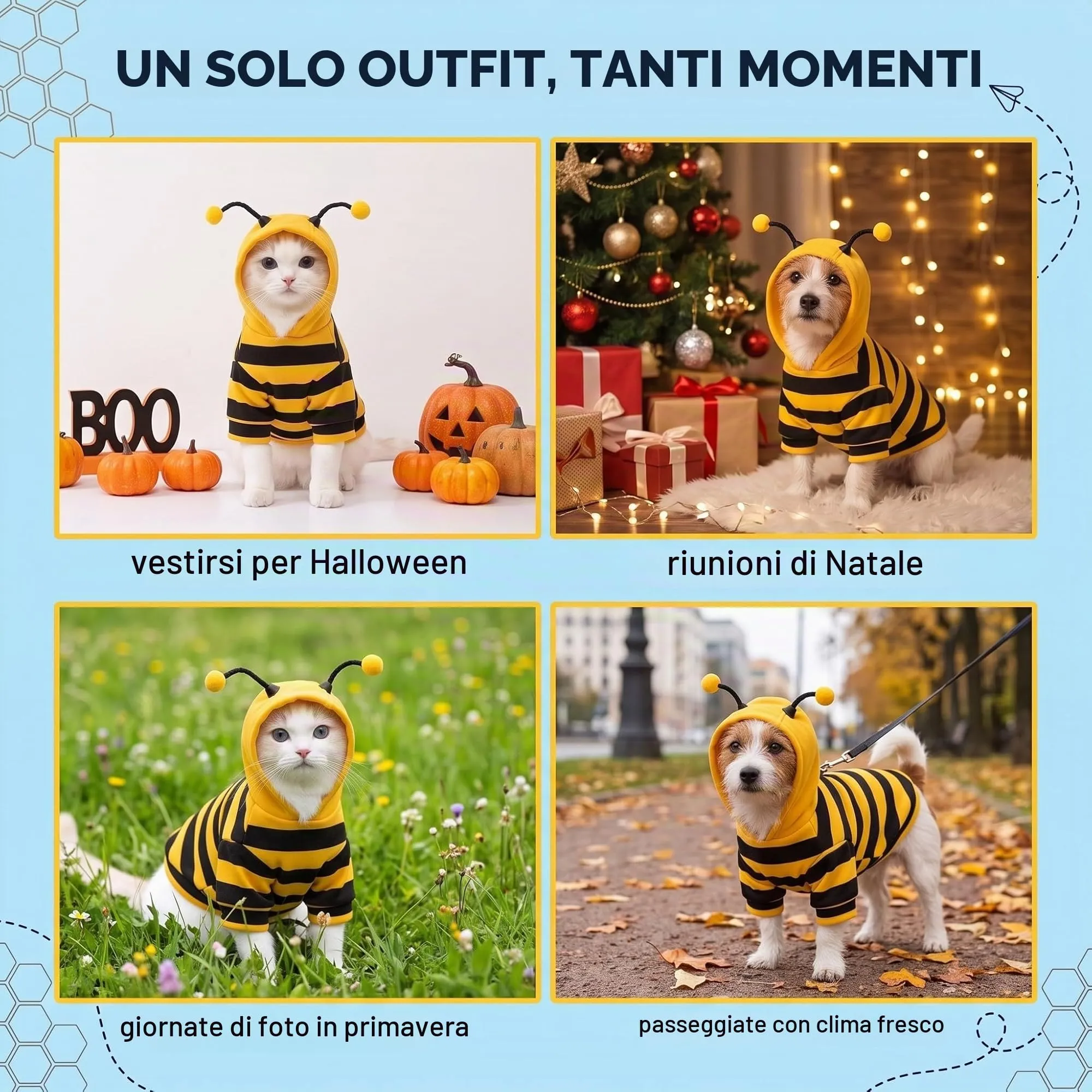 IMLDUY Costume Ape per Gatto e Cani Piccola Taglia, Vestiti Halloween Gatto con Cappuccio, Felpa Morbida per Animali Domestici 2-4kg, Travestimento Divertente per Feste e Natale - immagine 8