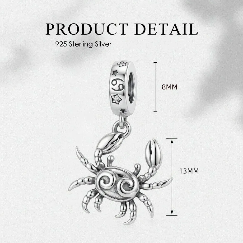 ROMANTICWORK Argento Sterling 925 koala/maialino/gatto/colibrari/bovino/manzo/leone/volpe/scimmia/teschio/tigre/panda rosso per braccialetti animali gioielli da donna, 13*8mm, Argento sterling, Non - immagine 4
