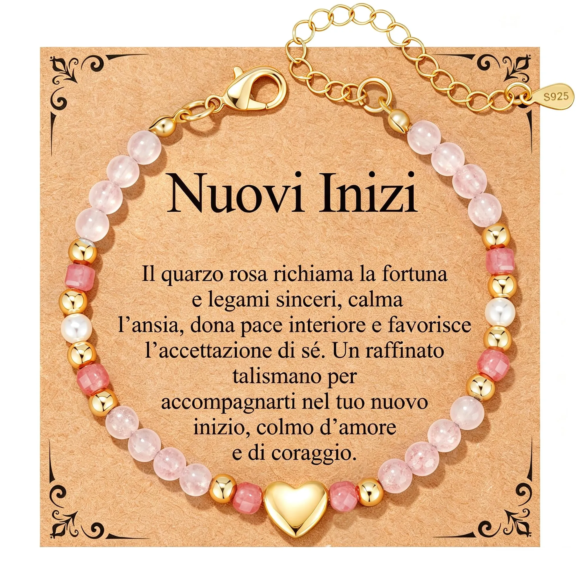 Rajputana Bracciale Donna Pietre Naturaliper Cristallo Regalo Compleanno - immagine 1