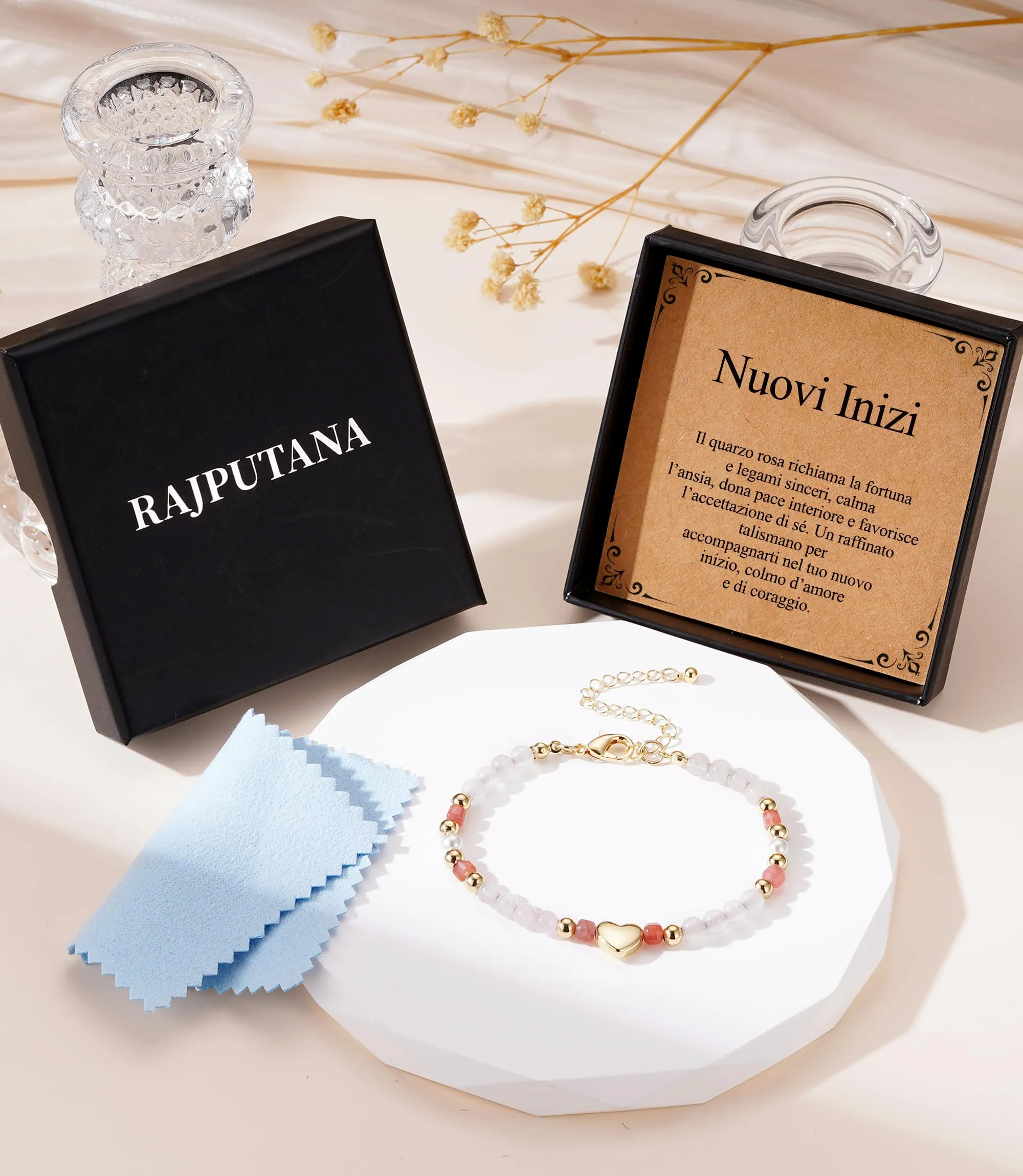 Rajputana Bracciale Donna Pietre Naturaliper Cristallo Regalo Compleanno - immagine 5