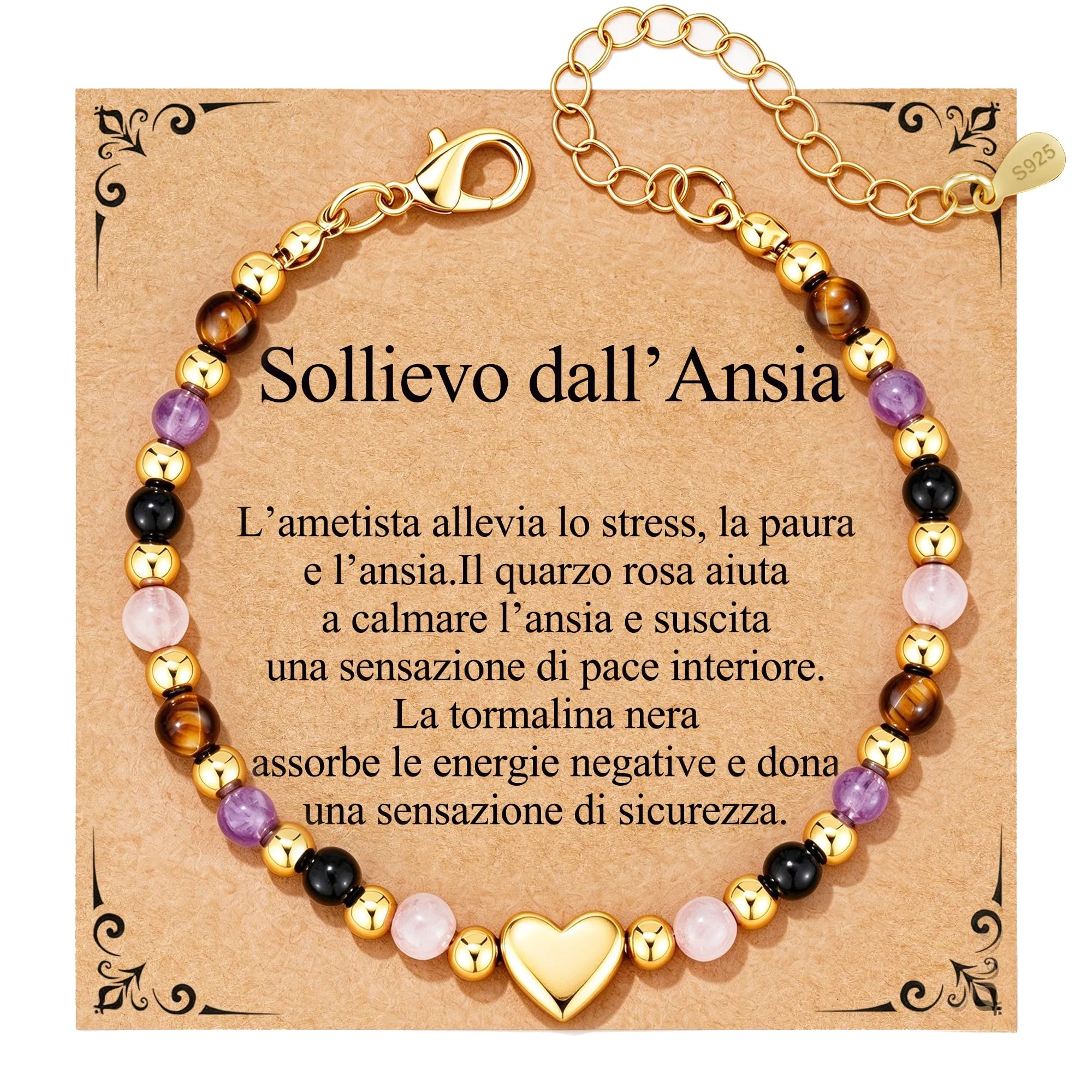 Rajputana Bracciale Donna Pietre Naturaliper Cristallo Regalo Compleanno - immagine 1