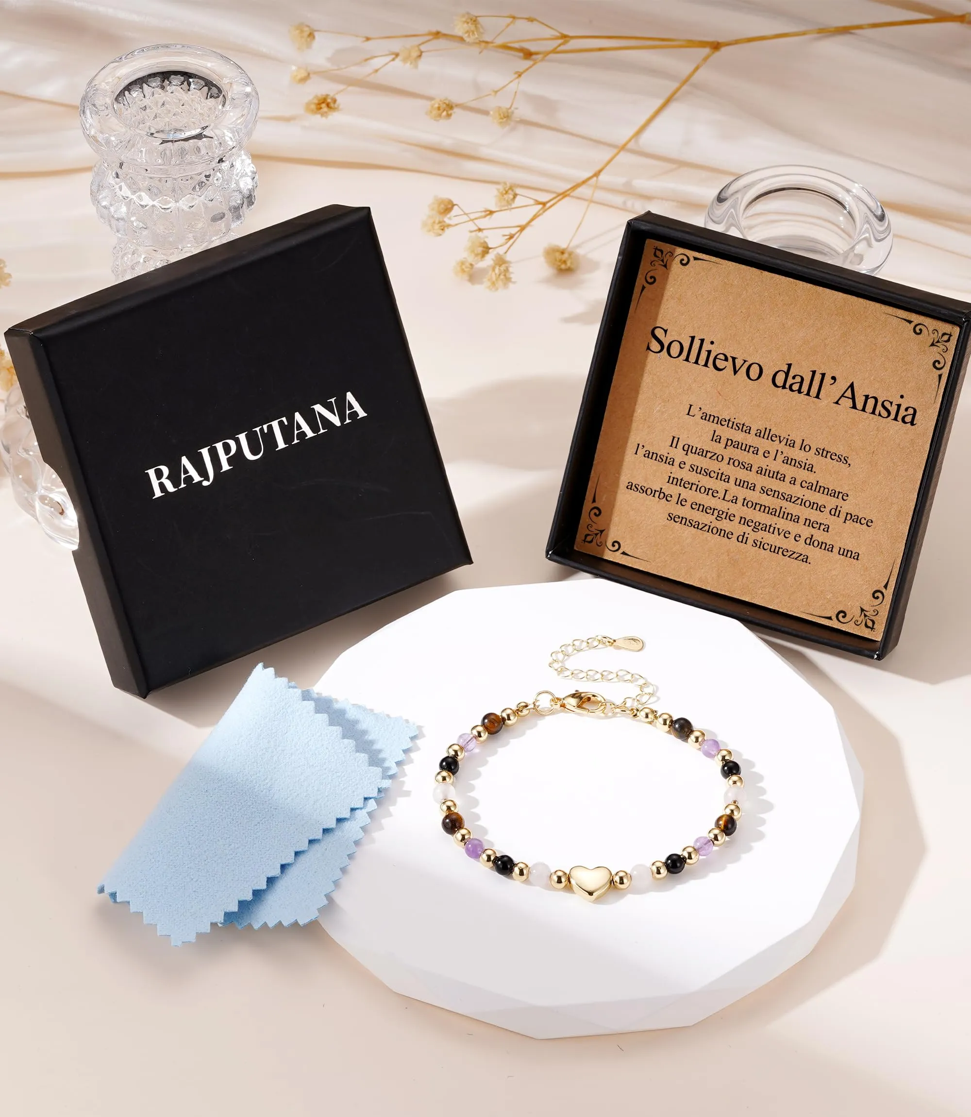 Rajputana Bracciale Donna Pietre Naturaliper Cristallo Regalo Compleanno - immagine 4