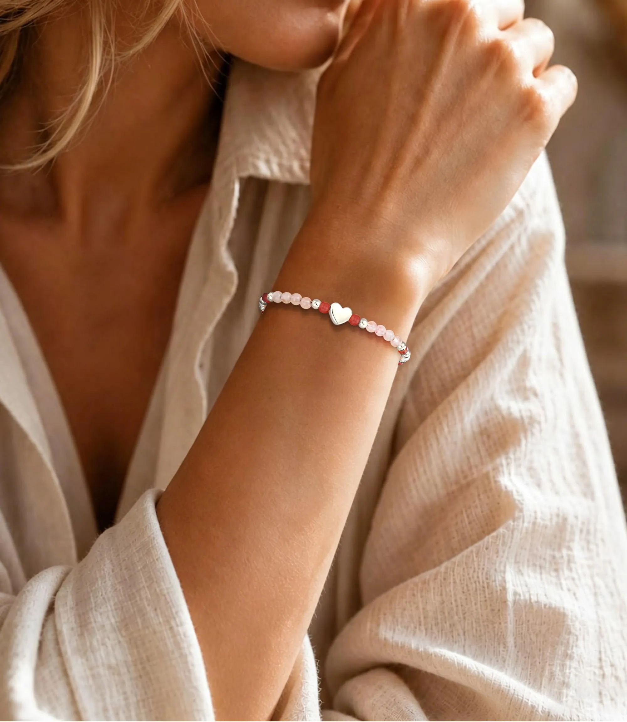 Rajputana Bracciale Donna Pietre Naturaliper Cristallo Regalo Compleanno - immagine 2