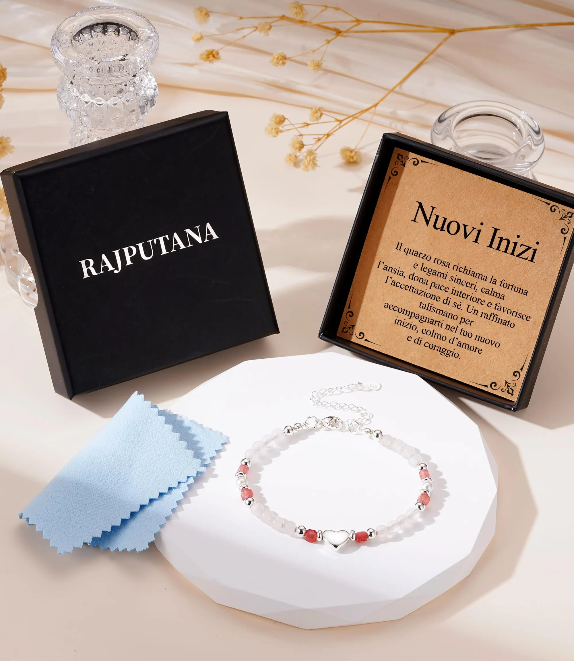Rajputana Bracciale Donna Pietre Naturaliper Cristallo Regalo Compleanno - immagine 4