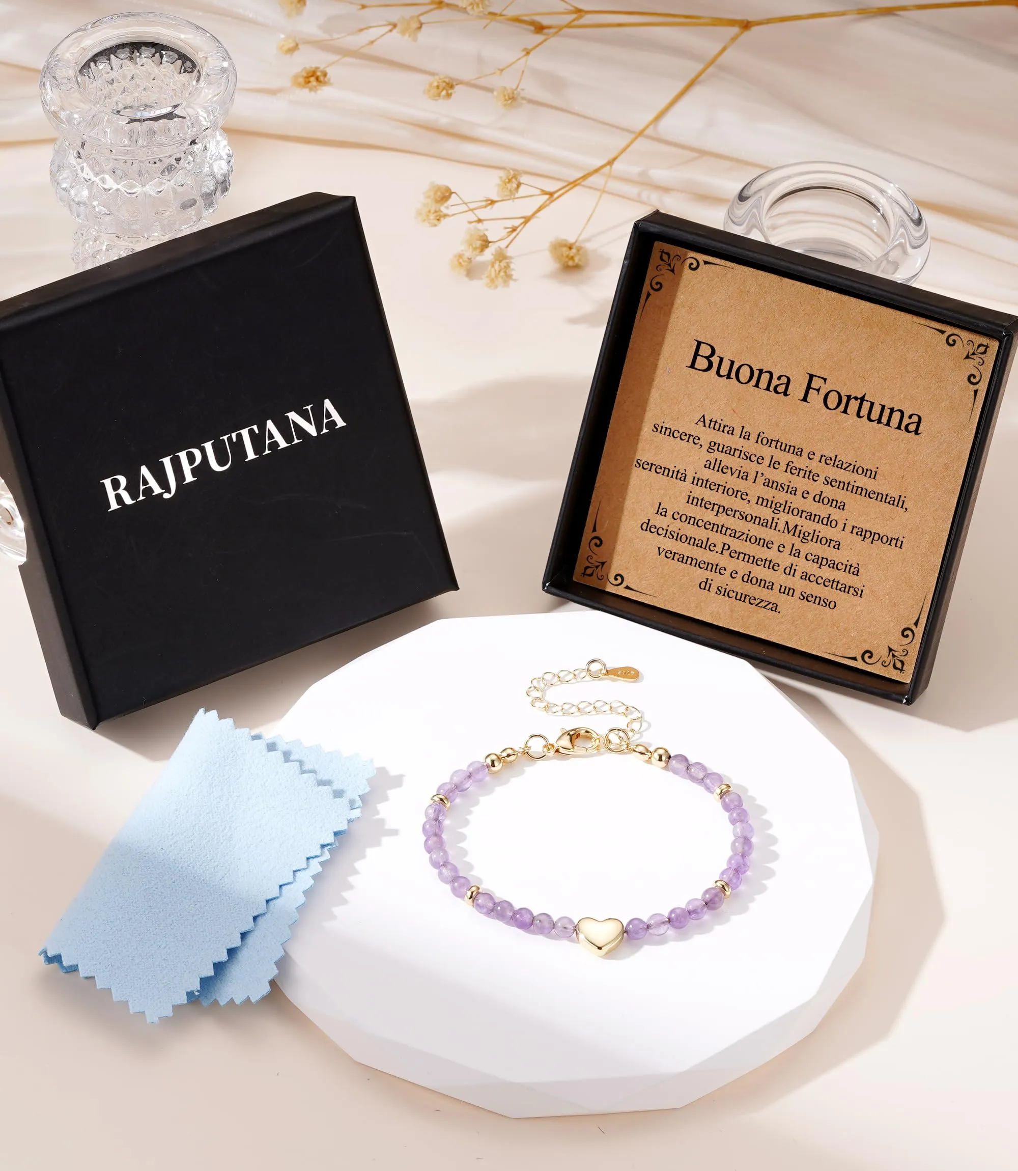 Rajputana Bracciale Donna Pietre Naturaliper Cristallo Regalo Compleanno - immagine 4