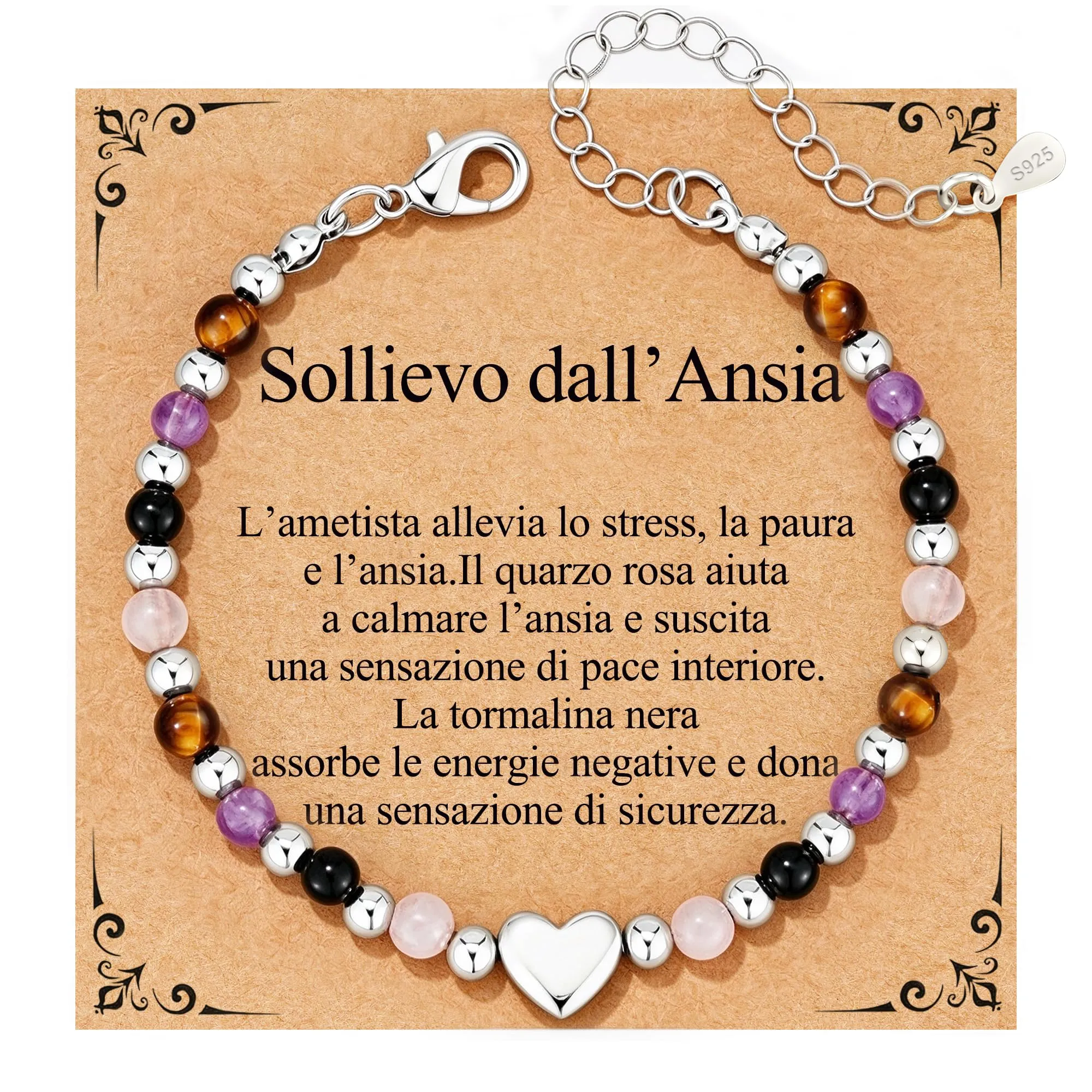 Rajputana Bracciale Donna Pietre Naturaliper Cristallo Regalo Compleanno - immagine 1