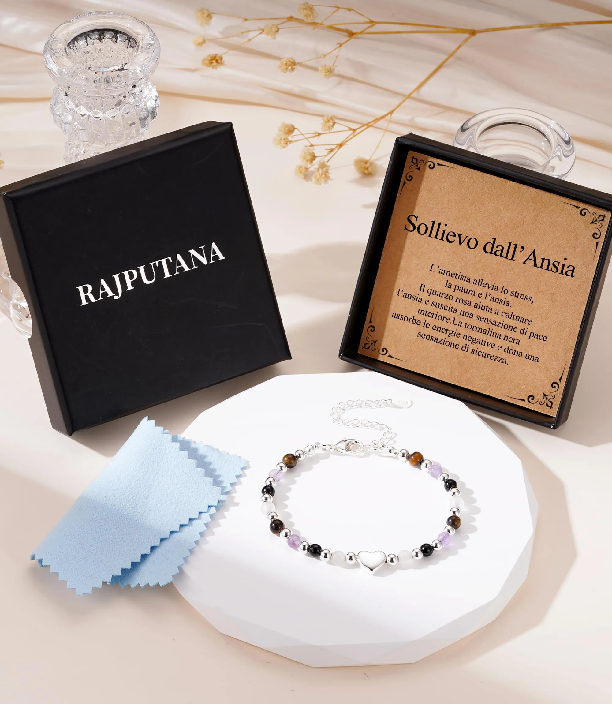 Rajputana Bracciale Donna Pietre Naturaliper Cristallo Regalo Compleanno - immagine 4