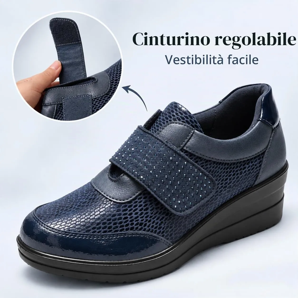 CLEIKS Scarpe Senza Lacci Donna Mocassini Slip On Casual Confortevoli Impermeabili (Blu Scuro, 38 EU, CWCL265158-3) - immagine 3