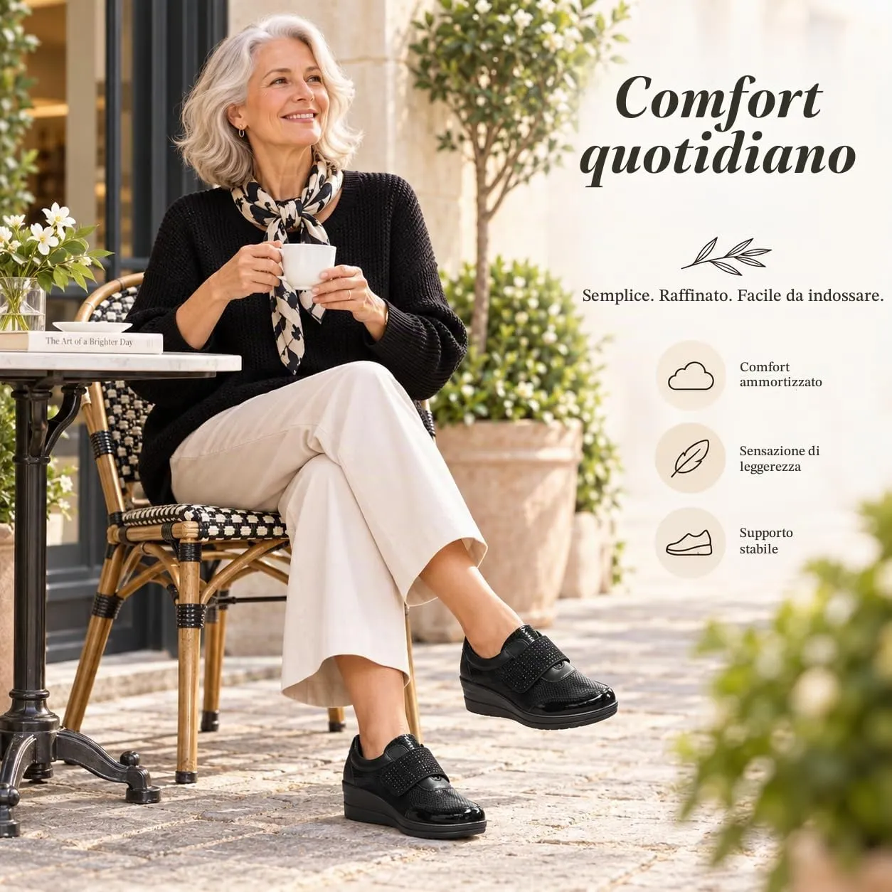 CLEIKS Mocassini Donna Scarpe Loafer Senza Lacci Zeppa con Chiusura Regolabile Antiscivolo (Nero, 39 EU, CWCL265158-1) - immagine 3