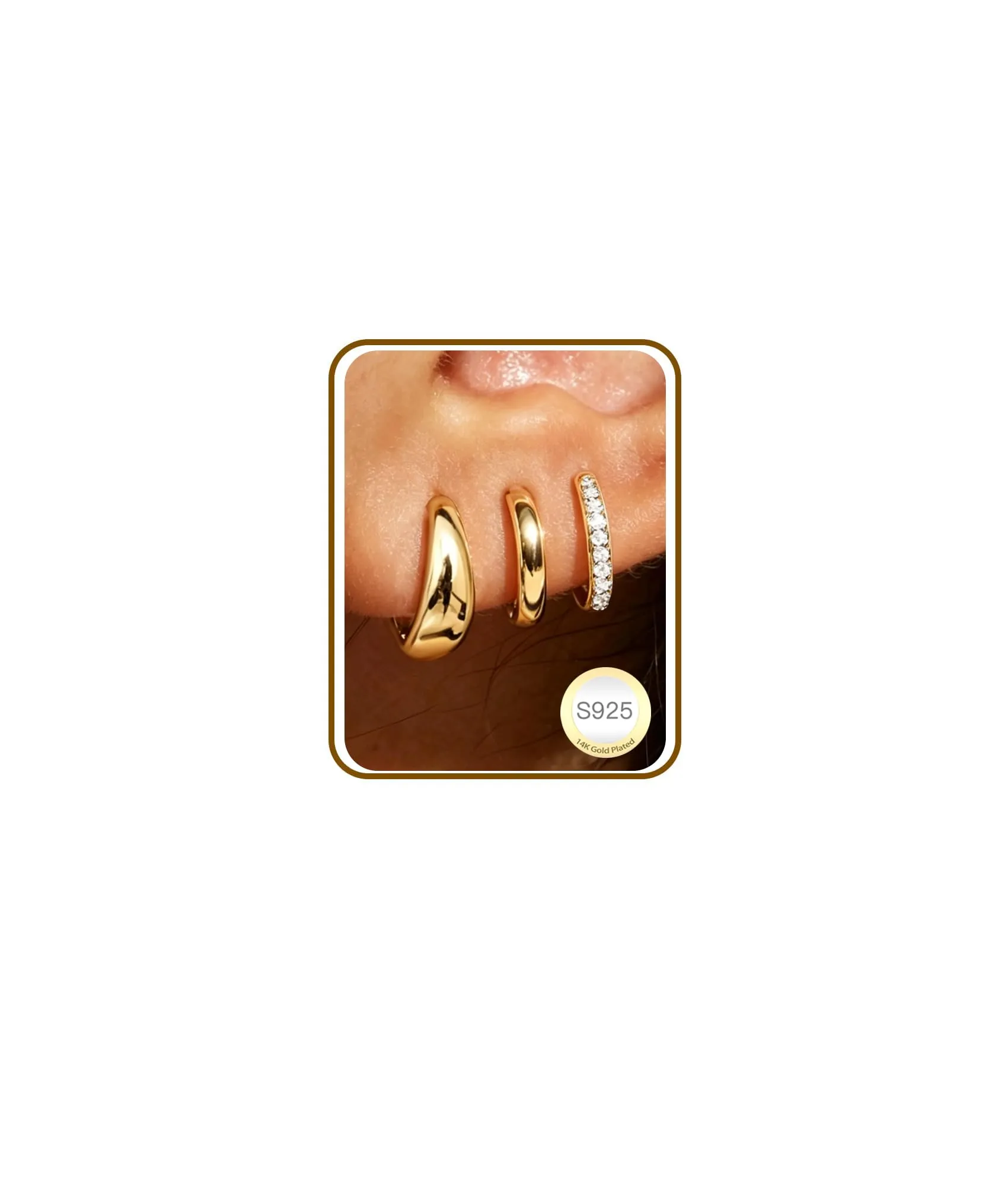 3 Paia Orecchini Donna Oro Anallergici Set Orecchini Cerchio Piccoli - immagine 1