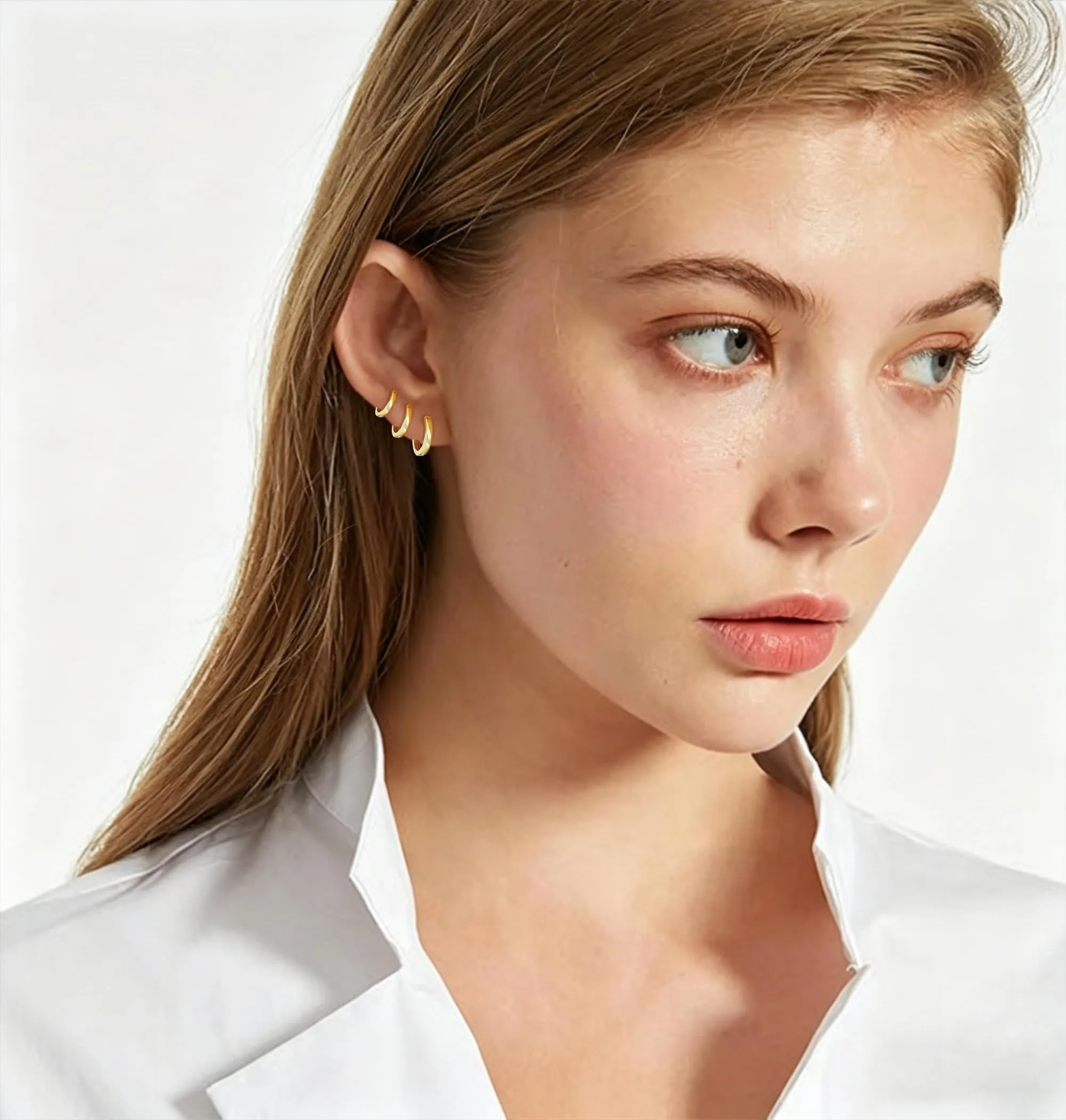 3 Paia Orecchini Donna Oro Anallergici Set Orecchini Cerchio Piccoli - immagine 6