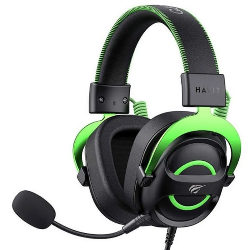 Auricolari Havit 6939119065164 con cavo Jack 3,5 mm Gaming con microfono a braccio Nero Verde - immagine 1