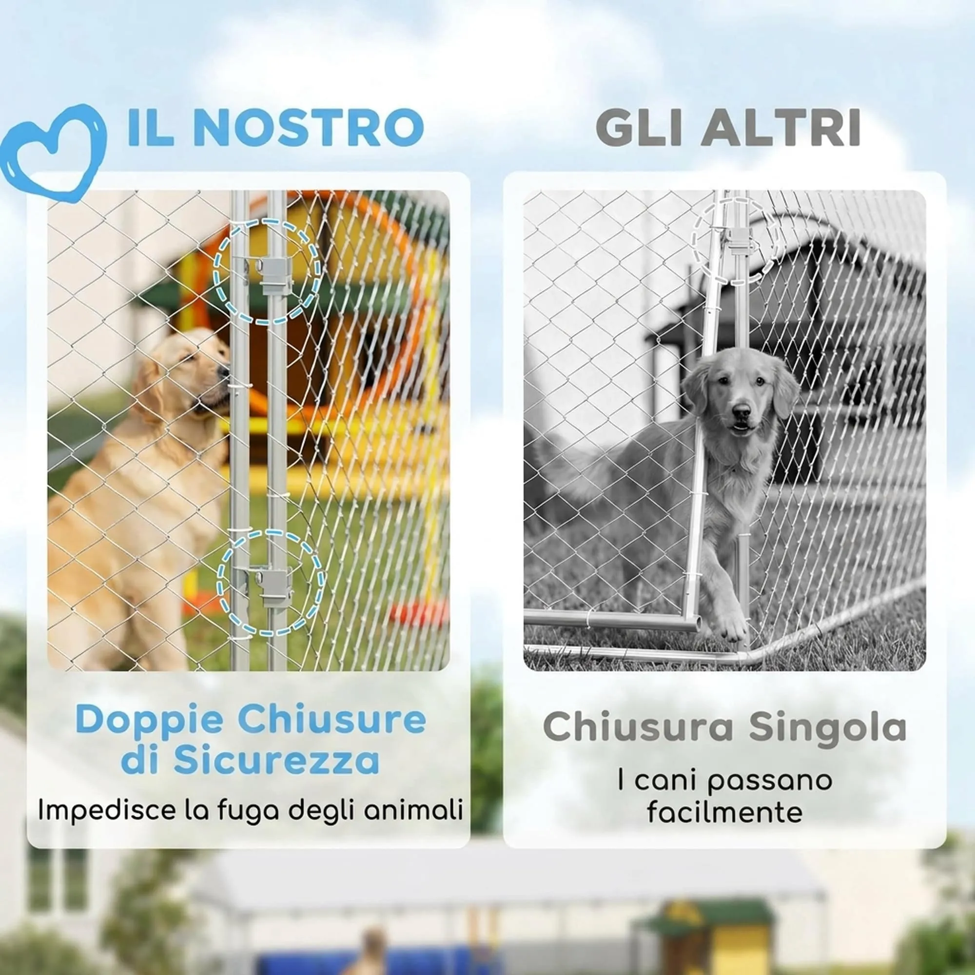PawHut Kennel Gabbia per Cani da Esterno, 400x230x150 cm, Argento - immagine 6