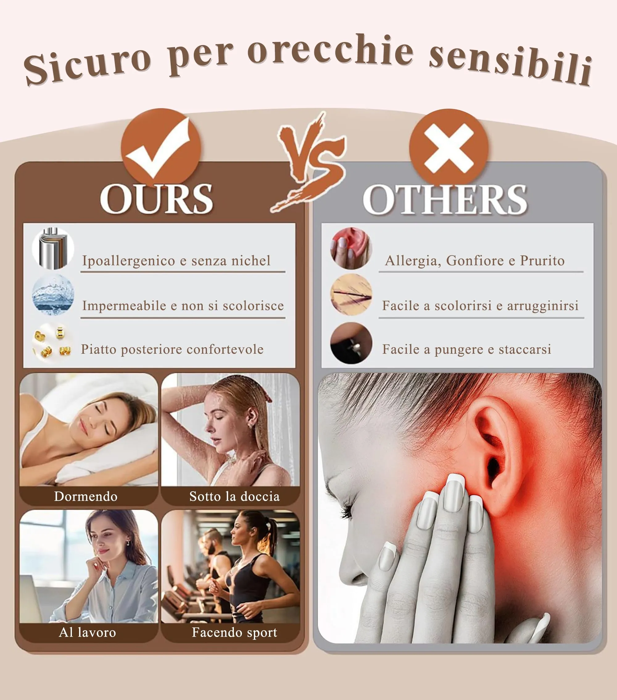 3 Paia Orecchini Donna Argento Anallergici Set Orecchini Cerchio Piccoli - immagine 5