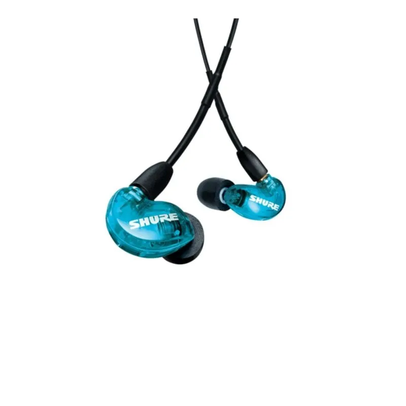 Auricolari Shure AONIC 215 con cavo, controllo in-line, riduzione attiva del rumore, blu traslucidi - immagine 1