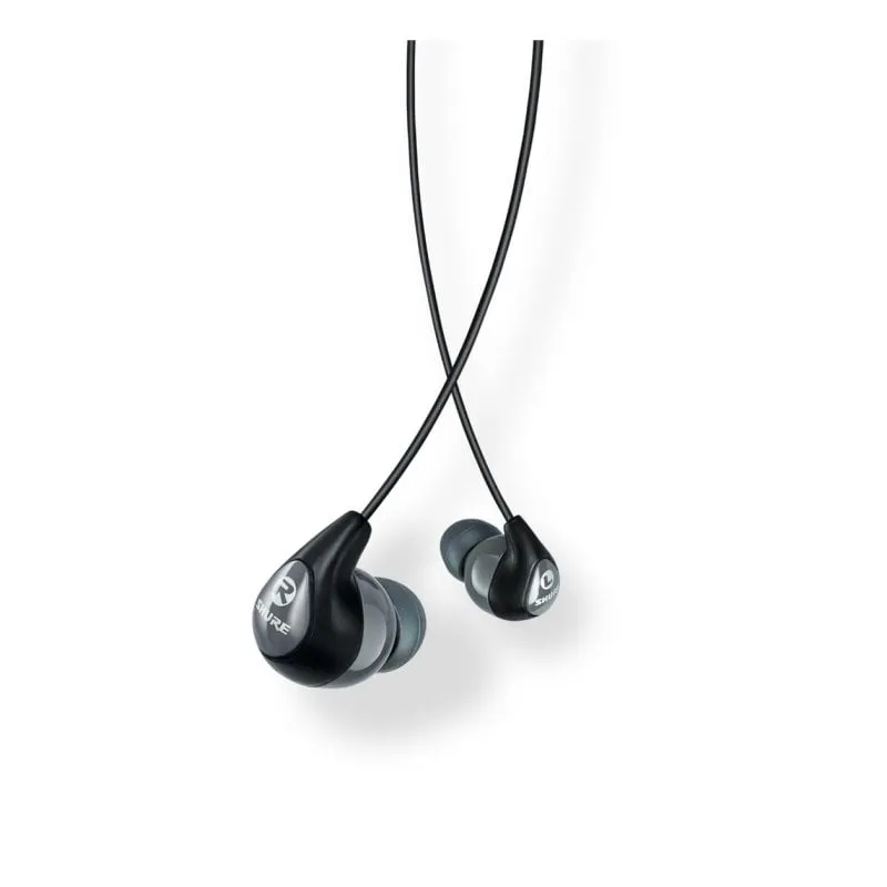 Auricolari Shure SE112-GR con cavo, con microfono, isolamento acustico, nero e grigio - immagine 1