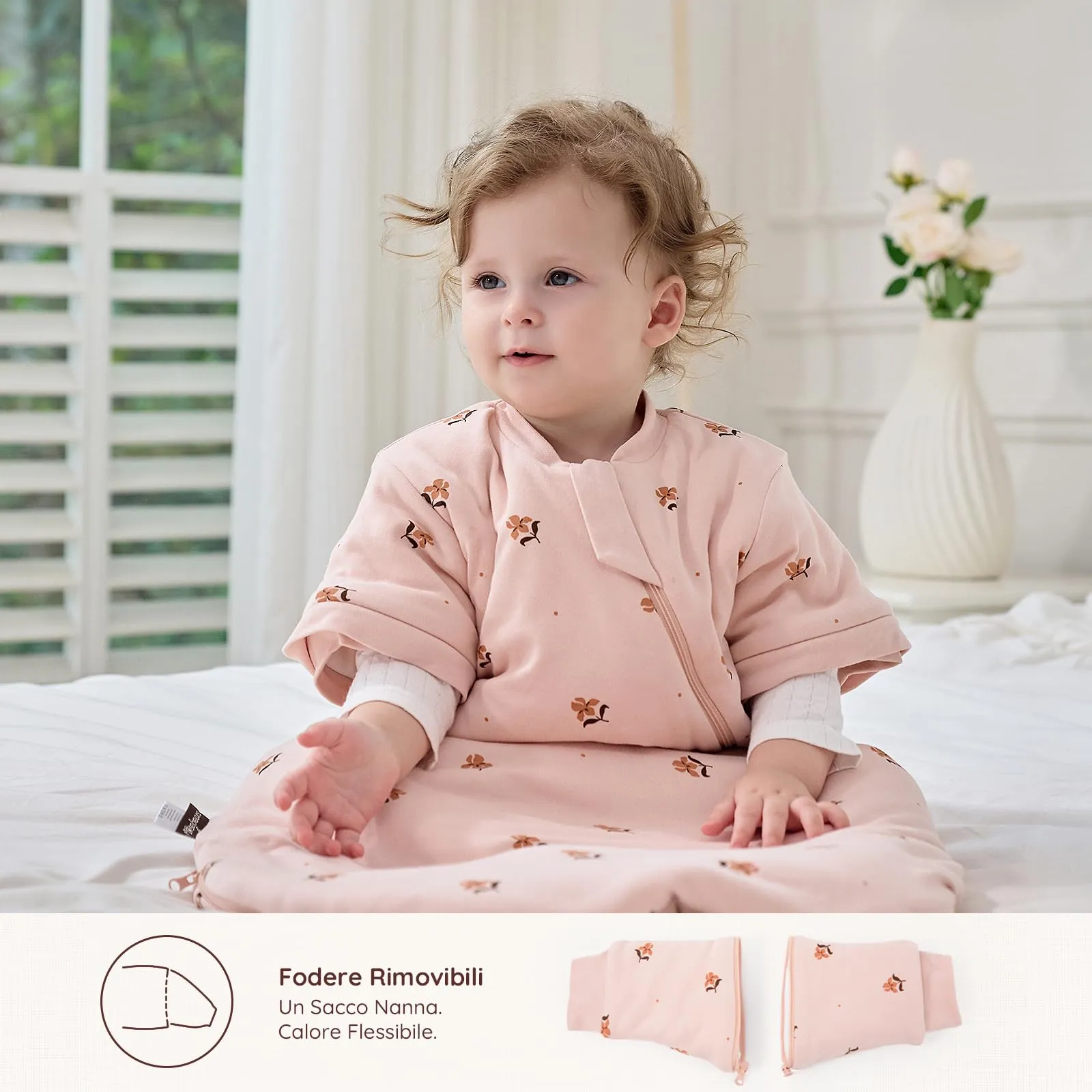 Mosebears Sacco Nanna Invernale 2,5 TOG con Maniche Staccabili, Pink, 14-24 Mesi - immagine 4