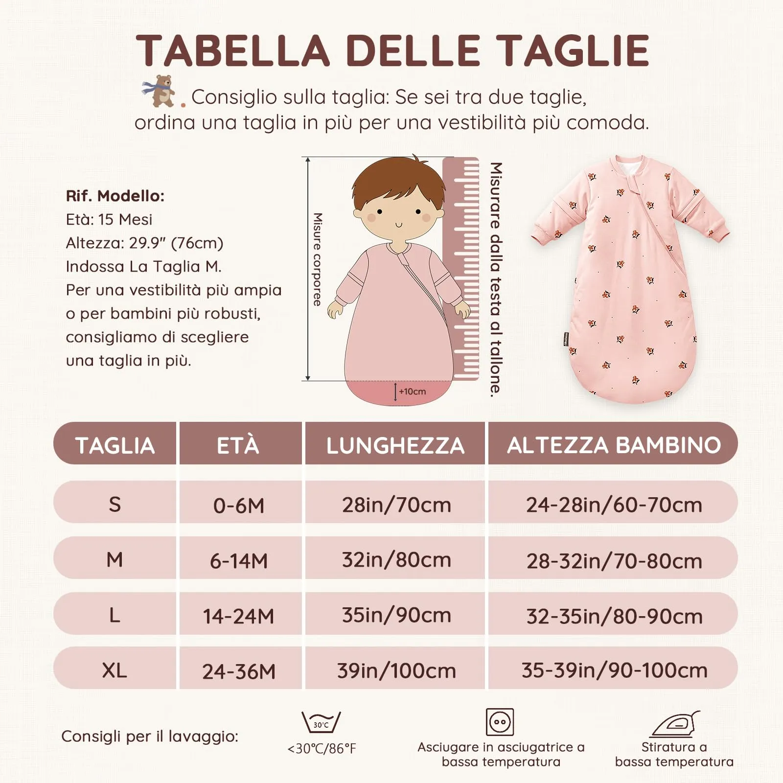 Mosebears Sacco Nanna Invernale 2,5 TOG con Maniche Staccabili, Pink, 14-24 Mesi - immagine 7