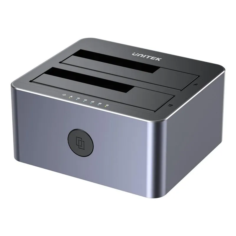 Box HDD SSD UNITEK Y-3026GY01-EU Alluminio Docking Station 2x2.5/3.5" Grigio USB 3.2 Gen 1 UASP Hot-Swap - immagine 1