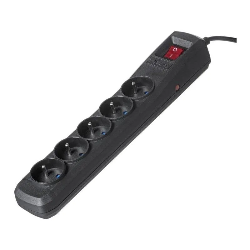 Multipresa Activejet ACP-5GN 5 prese protezione interruttore cavo 1,5 m nera - immagine 1