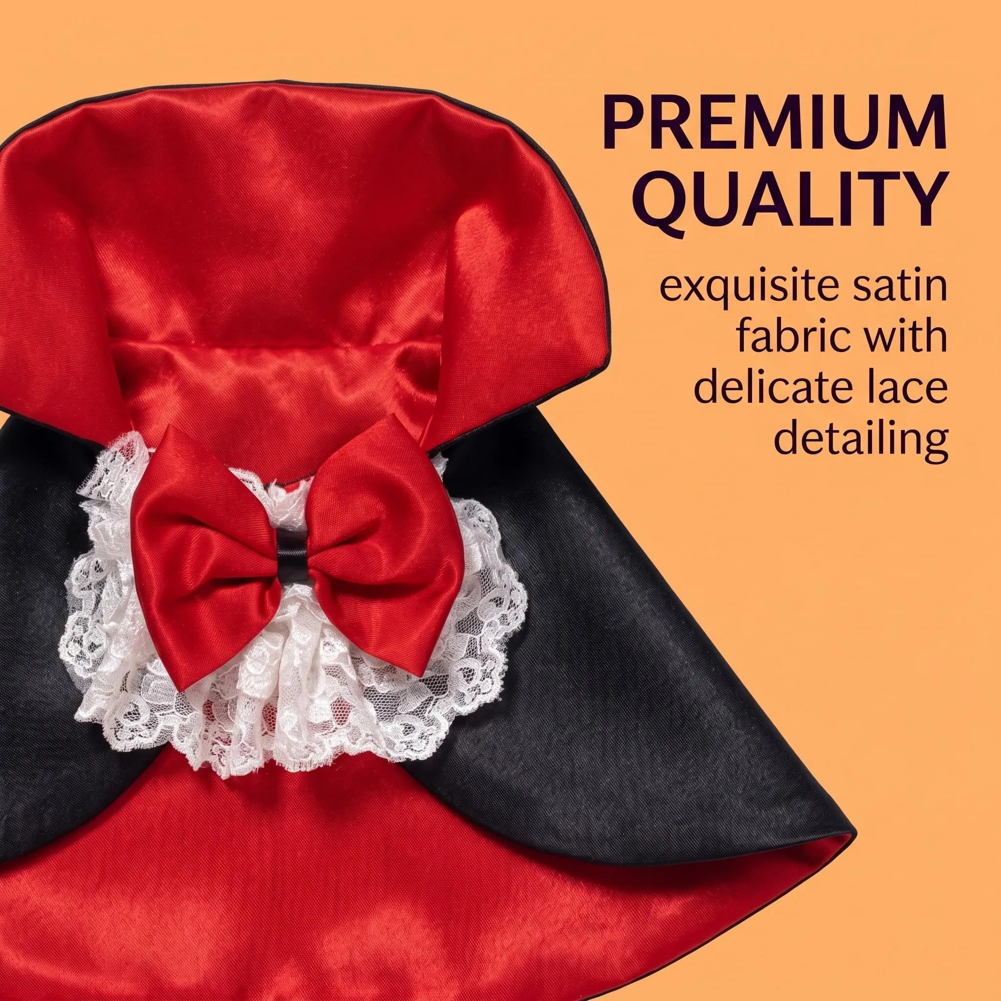 Mantello di Halloween per Animali XL, Costume Gatto e Cane con Farfallino, Vestito Halloween per Gatti e Cani, Mantello Decorativo per Feste e Cosplay - immagine 3