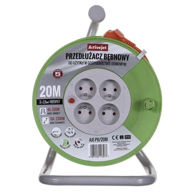 Multipresa Activejet AJE-PB/20M 4 prese protezione surriscaldamento 20 m maniglia ergonomica - immagine 1