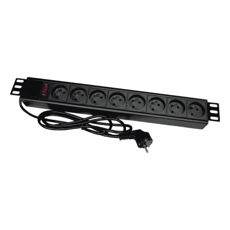 Multipresa A-lan PZ081U 8 prese interruttore cavo 1,8 m spina angolare nera - immagine 1