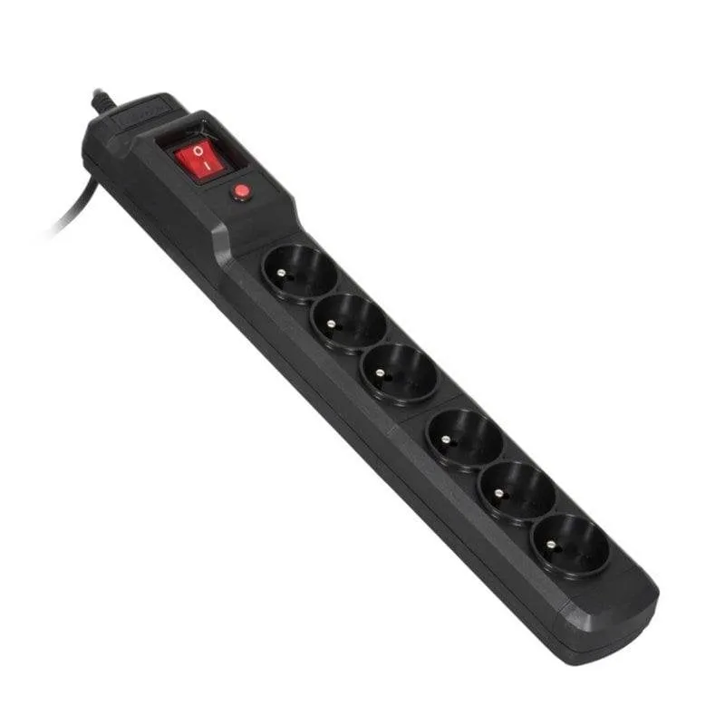 Multipresa Activejet COMBO 6GN 6 prese protezione interruttore 5m nero - immagine 1