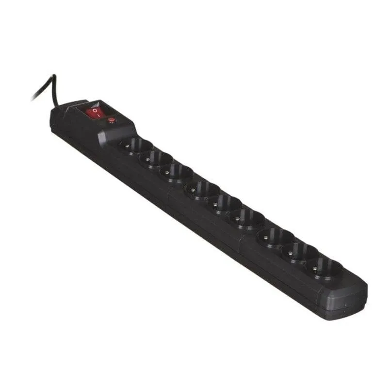 Multipresa Activejet COMBO 9GN 9 prese protezione interruttore 3m nera - immagine 1